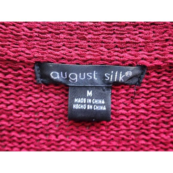 SWEATER/VEST STYLE-AUGUST SILK-Cranberry Burgundy-Front Waist Tie-Knit-Size MED - Picture 6 of 11